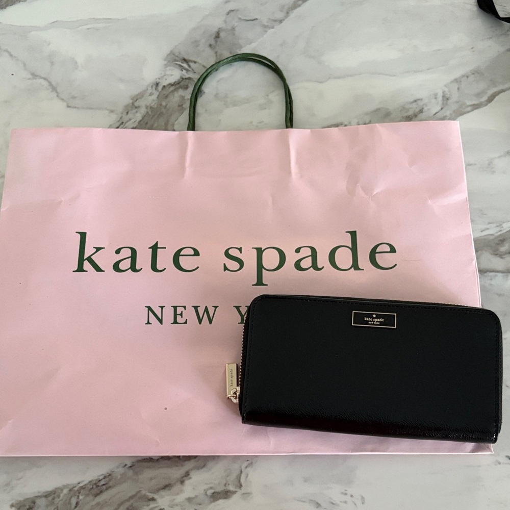 Kate Spade Black Lena large continental wallet